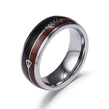 Fashion 8mm Tungsten Ring Inlaid Wood Skin Fishbone Tungsten Gold Rings